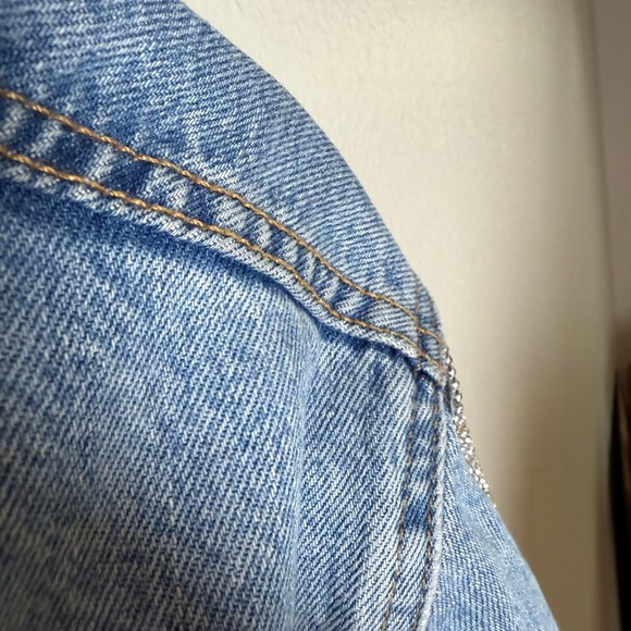 Vintage Blue Denim Jacket with Silver Sparkle Detailing - Picture 7 of 9
